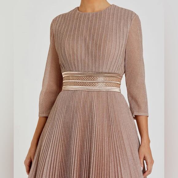 Mac Duggal Pink Shimmering Pleated 3/4 Sleeve Ball Gown 30700 Women’s Sz 10 - Picture 3 of 9